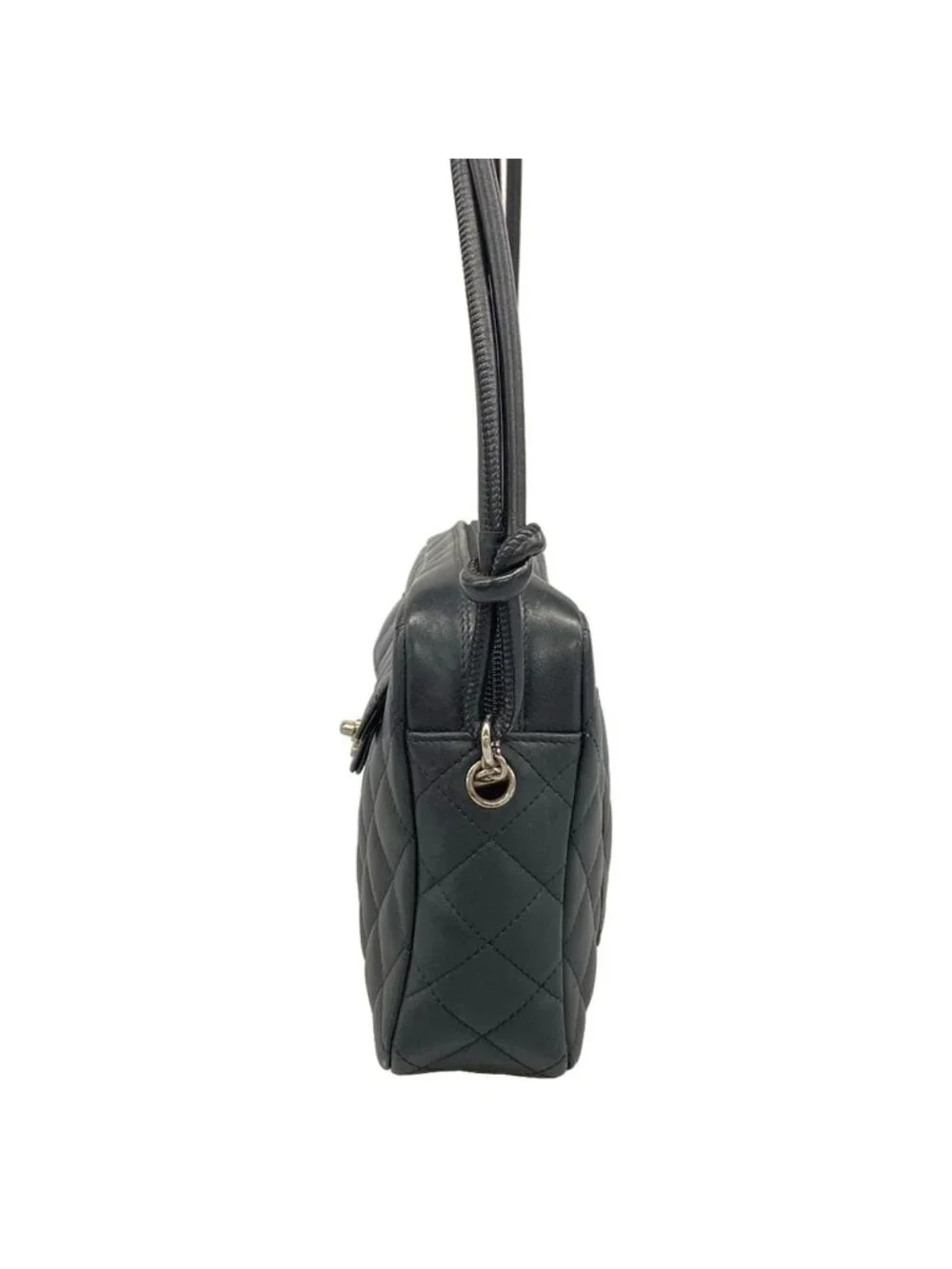 Chanel Shoulder Bag Cambon Line Black Silver Lambskin
